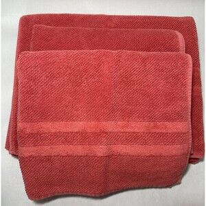3 Boutique Besana Peach Orange Bath Sheet & Towels Italy Italian 100% Cotton